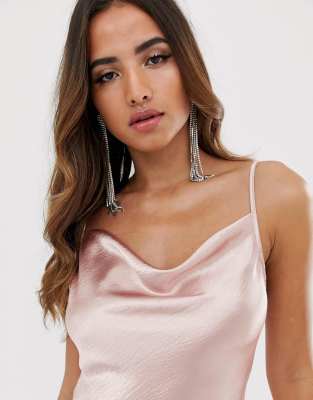 champagne cowl neck maxi dress