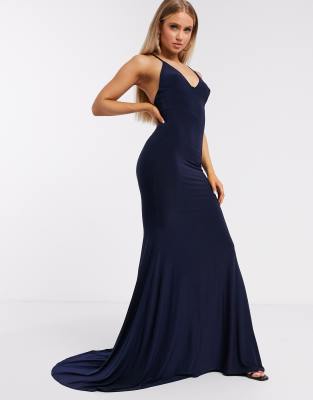 Club L cross back fishtail maxi dress 