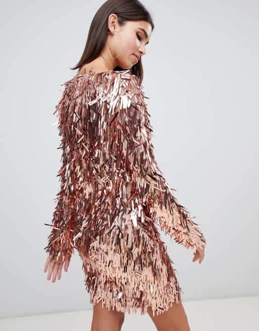 Rose gold best sale fringe dress