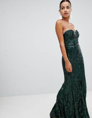 navy sequin embellished fishtail maxi dress