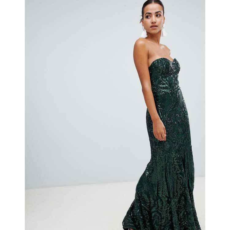 Strapless fishtail maxi dress sale