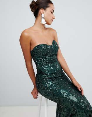 club l fully embellished sequin wrap front maxi dress