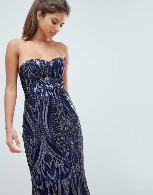 Strapless fishtail sequin dress sale