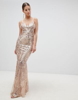 sequin fishtail maxi dress by club l