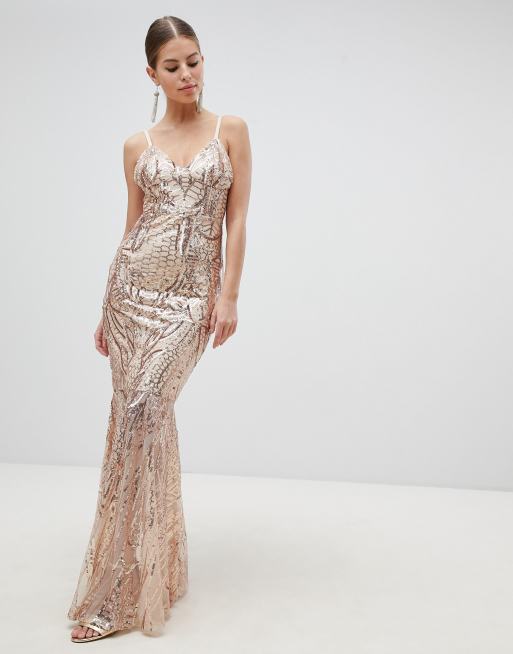 Sequin fishtail maxi dress by sales club l