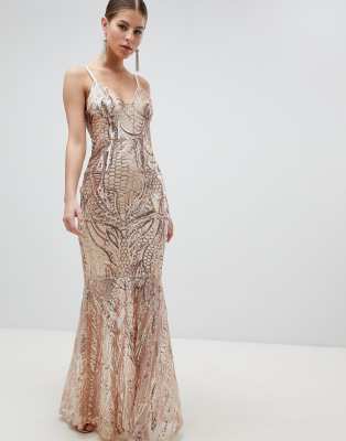 club l embellished sequin strapless fishtail maxi dress