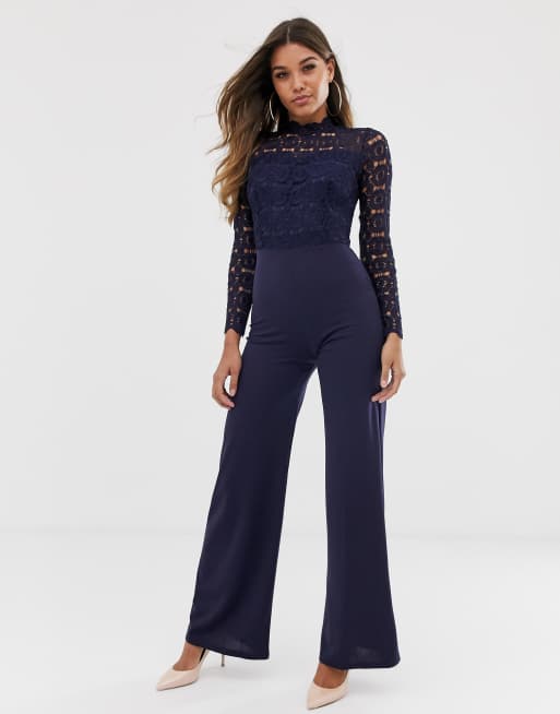 Club high neck crochet detail jumpsuit | ASOS