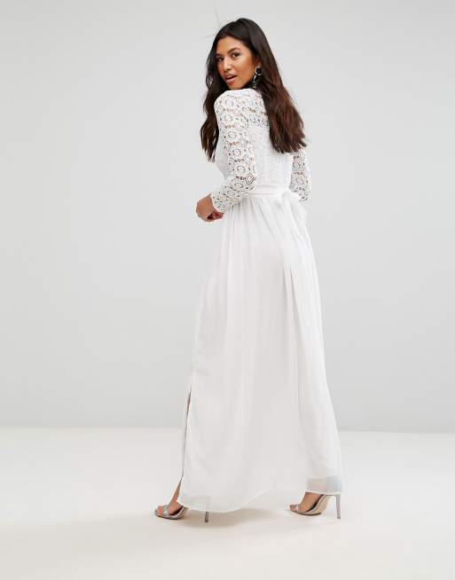 Club l high 2025 neck crochet maxi dress