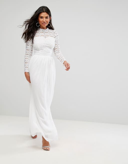 Club l high 2025 neck crochet maxi dress