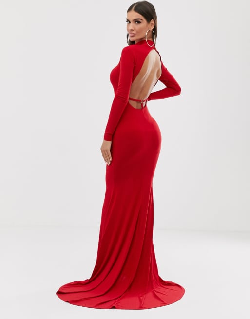 Club l london cross hot sale back fishtail maxi dress