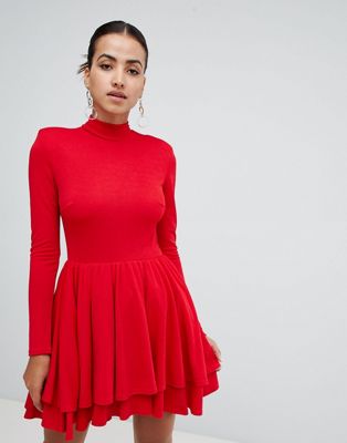 red strappy skater dress