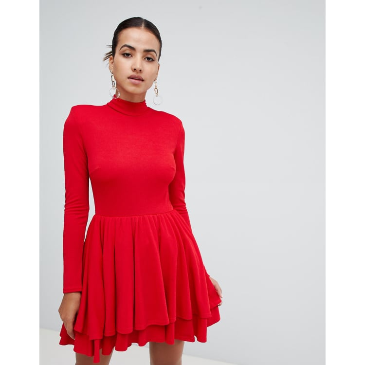 Club L high neck long sleeve skater dress ASOS