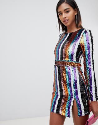 striped sequin dress