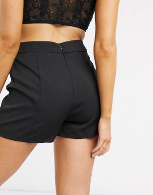 black high waisted tailored shorts