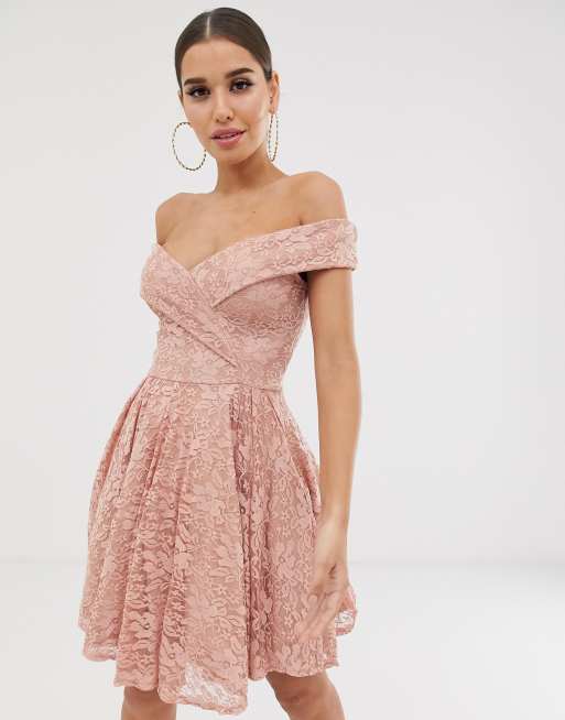 Lace bardot shop skater dress