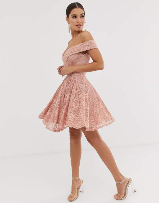 Club l bridesmaid bardot detail sales skater dress