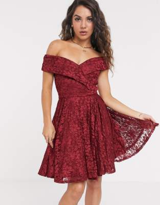 Club l bridesmaid shop bardot detail skater dress