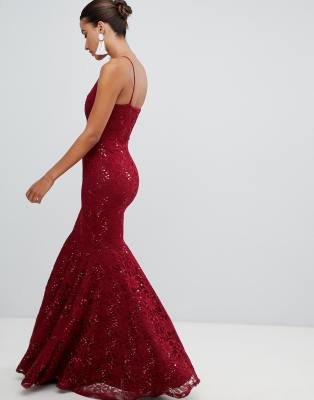 lace fishtail maxi dress