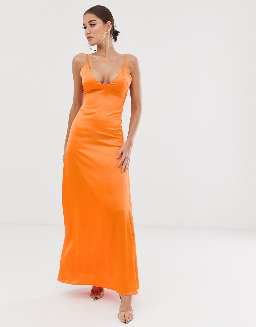 Club L - Lange cami-jurk met lage rug-Oranje