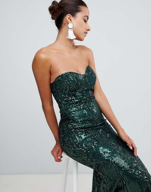 Club L - Lange strapless fishtail-jurk met lovertjes, 4 van 4
