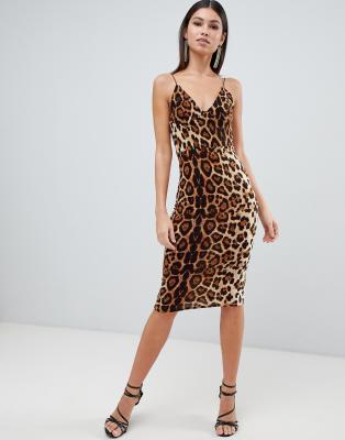 leopard cami midi dress