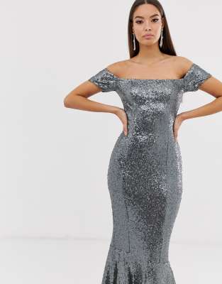 ruffle hem maxi dress