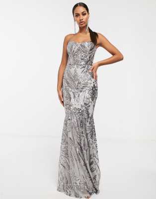 silver sequin maxi