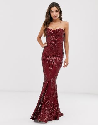 bandeau sequin maxi dress