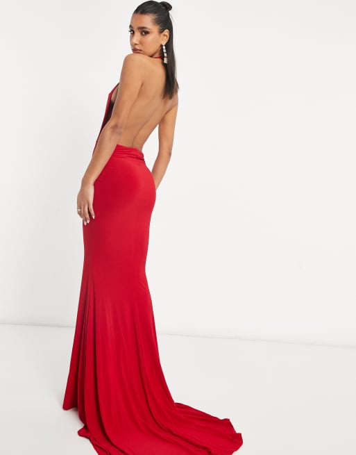 Saffina Red Cowl Neck Low Back Maxi Dress – Club L London - USA