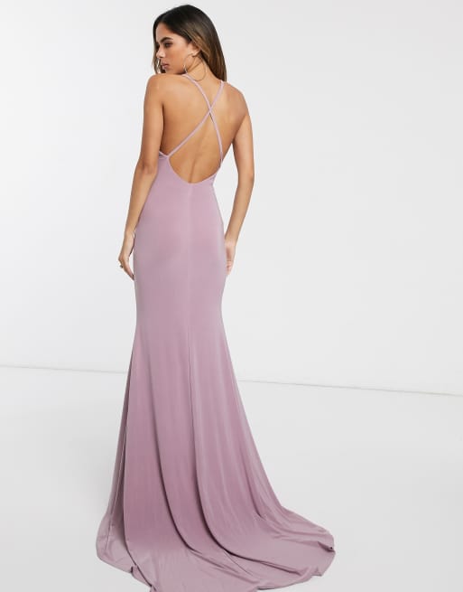 Cross back fishtail maxi dress outlet by club l london