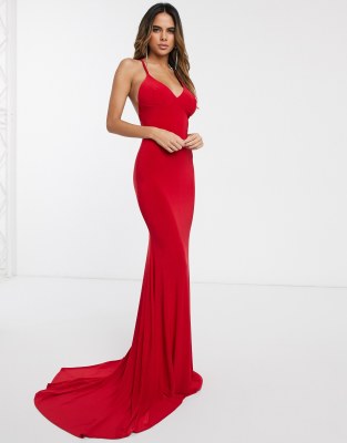 club l london cross back fishtail maxi dress