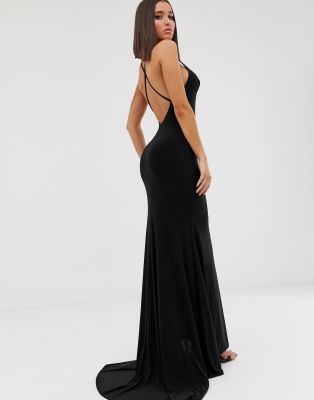 club l london cross back fishtail maxi dress