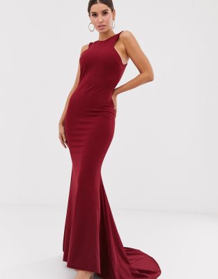 fishtail maxi dress red