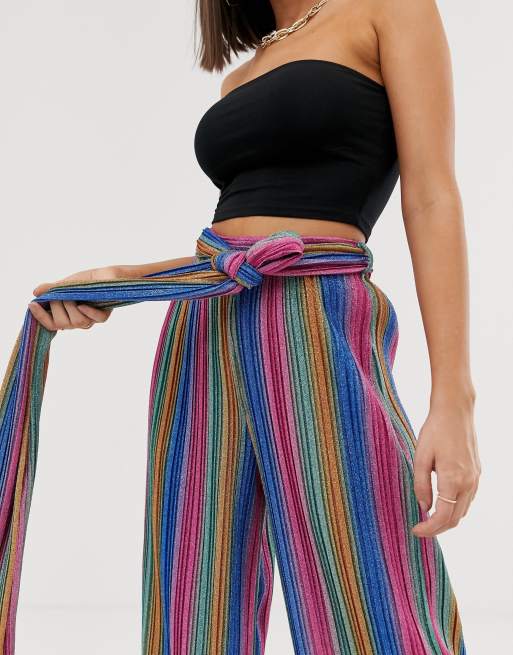 Colorful Striped Wide Leg Pants