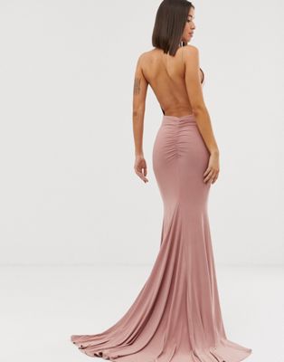 pink fishtail maxi dress