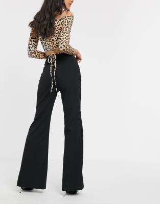 high waisted black bootcut trousers