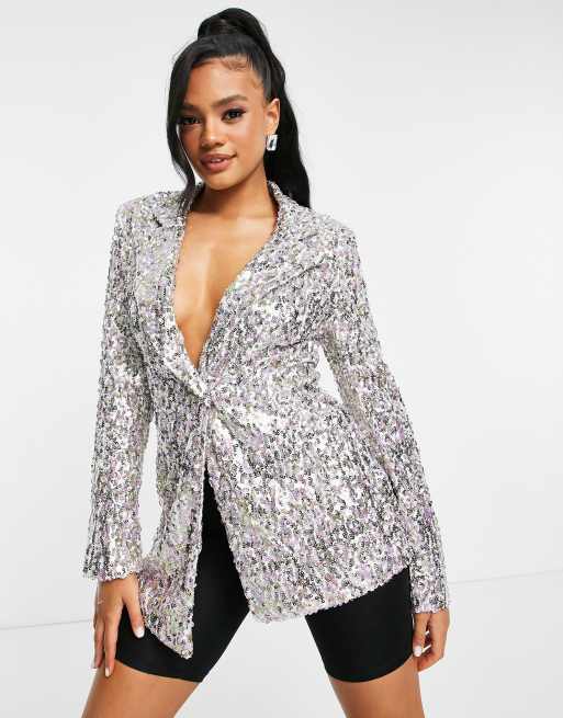 Sequin sleeve clearance blazer