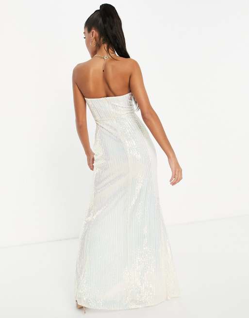 sachin and babi light blue dress Navy Sequin Split Maxi Dress Sequin Club L Navy Maxi Dress Club L London  Silver Sequin main image 1