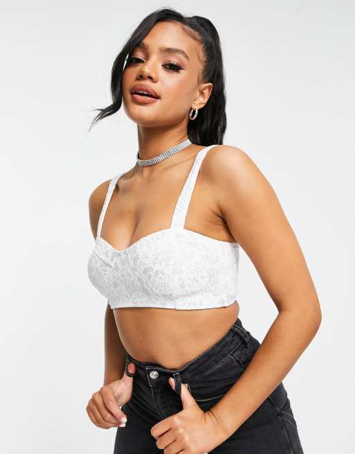 Women Comfort Lace Sexy Club Crop Top Solid Unpadded Bralette