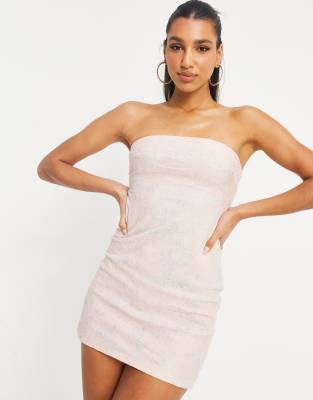 Club L London lace strapless mini dress in pink