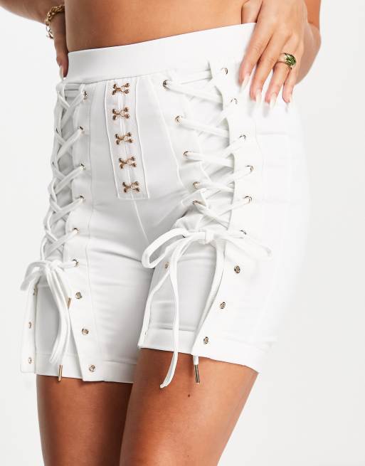 White tie store up shorts