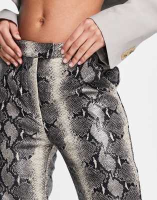 Club L London leather look wide leg pants in snake print | ASOS