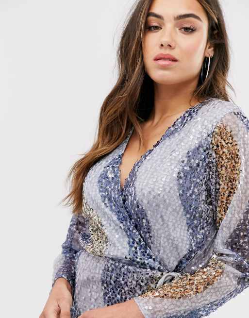 Club L London multi sequin wrap dress | ASOS