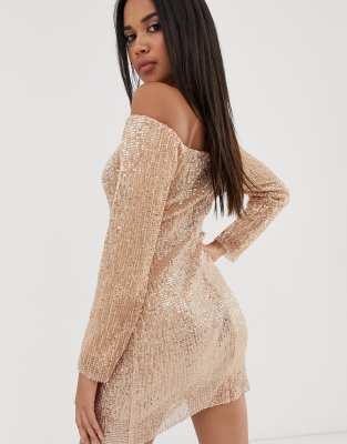 long sleeve sequin mini dress