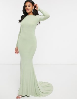 green fishtail maxi dress