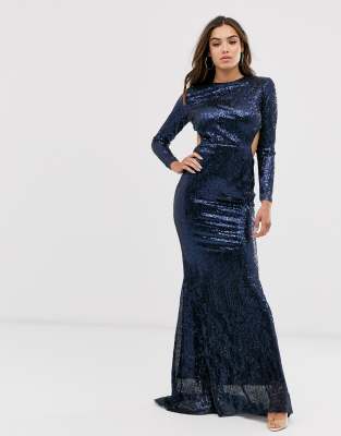 club l embellished sequin strapless fishtail maxi dress