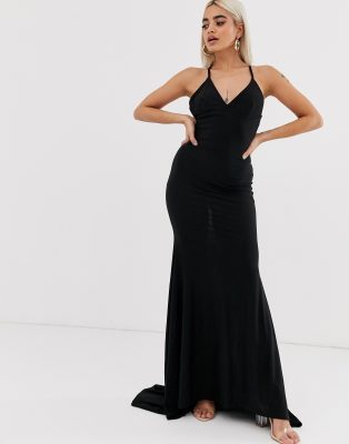 cross back fishtail maxi dress by club l