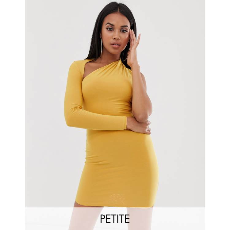 Yellow long best sale sleeve bodycon dress