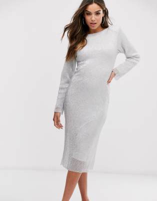 silver sequin dress asos