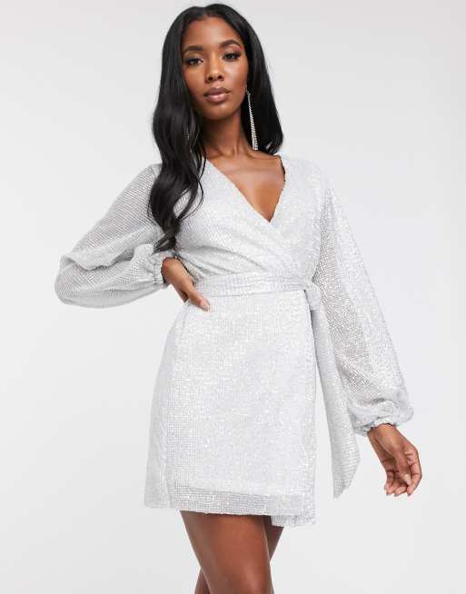 White sequin best sale skater dress